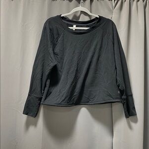 We Wander Black LuxLoop Cropped Cinched Sweatshirt - M